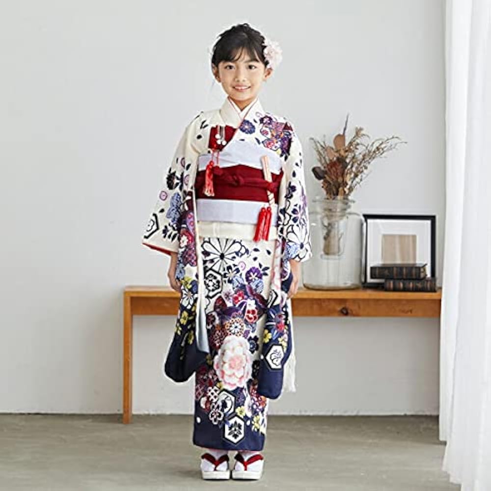 ブランドぷちぷり着物に友禅調の作り帯セット 七五三小物セット 7歳 ブランド PetitPri ぷちぷり 「オフ